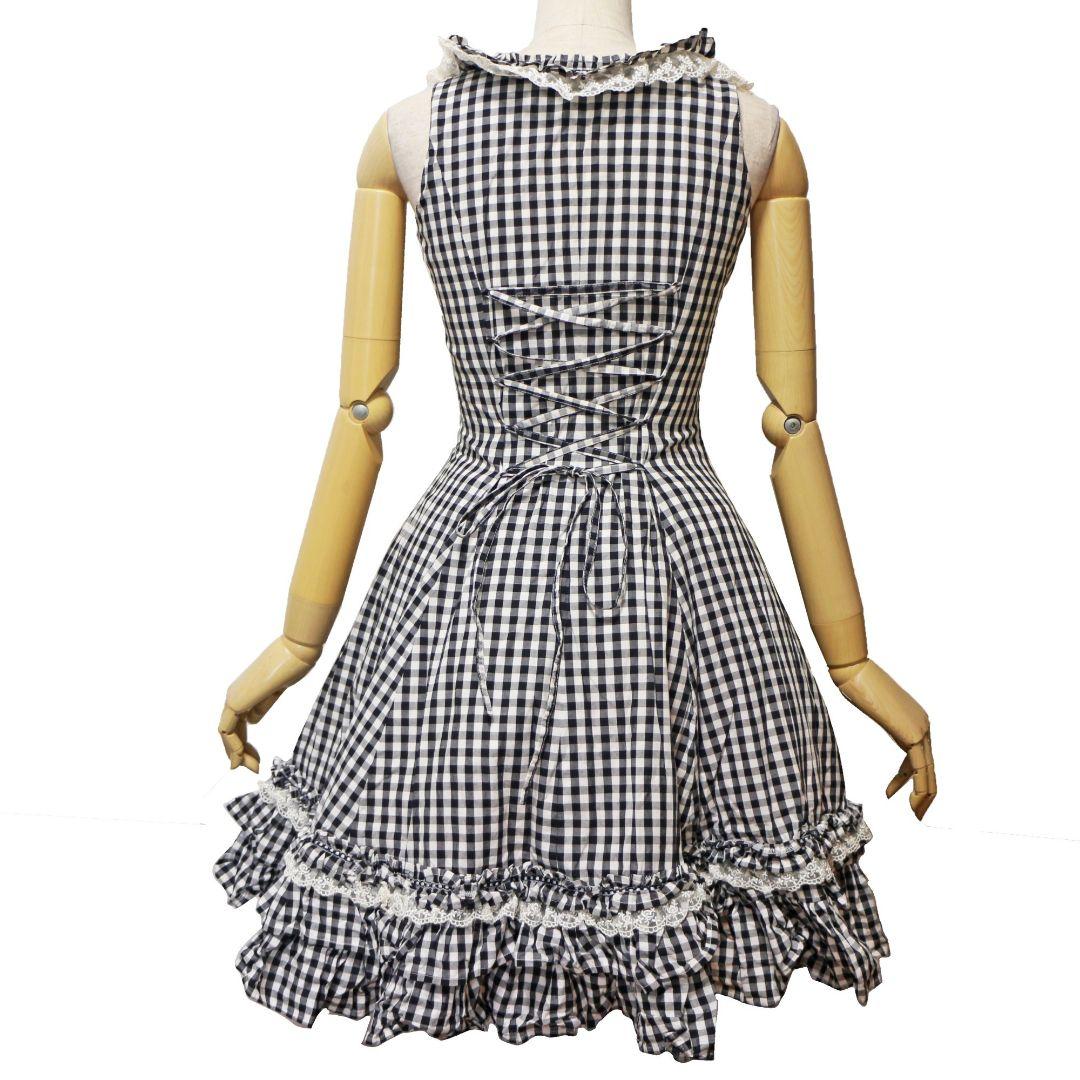 ヴィクトリアンメイデン ベス ギンガムチェック レースアップ ロリータワンピース