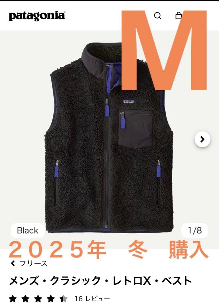 『　納品書あり　』　Patagonia レトロＸ　ベスト　フリース　黒　正規品