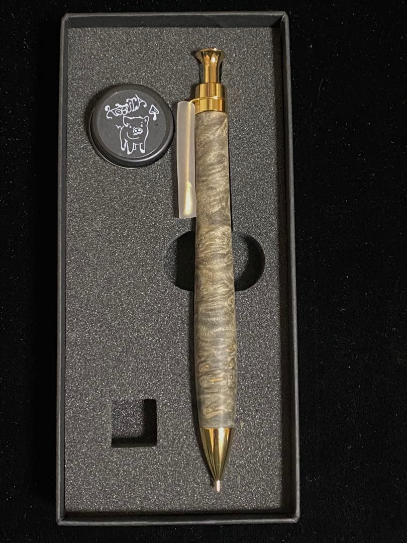 こぶた工房シャープペンシル 極上花梨瘤 青瘤グロテスクゴールド金具0.5mm