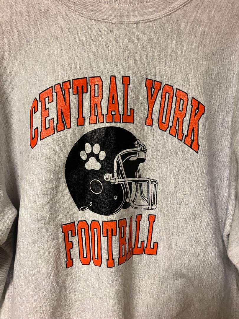 タグ無しチャンピオンリバースウィーブ　トレーナー3段プリント グレー