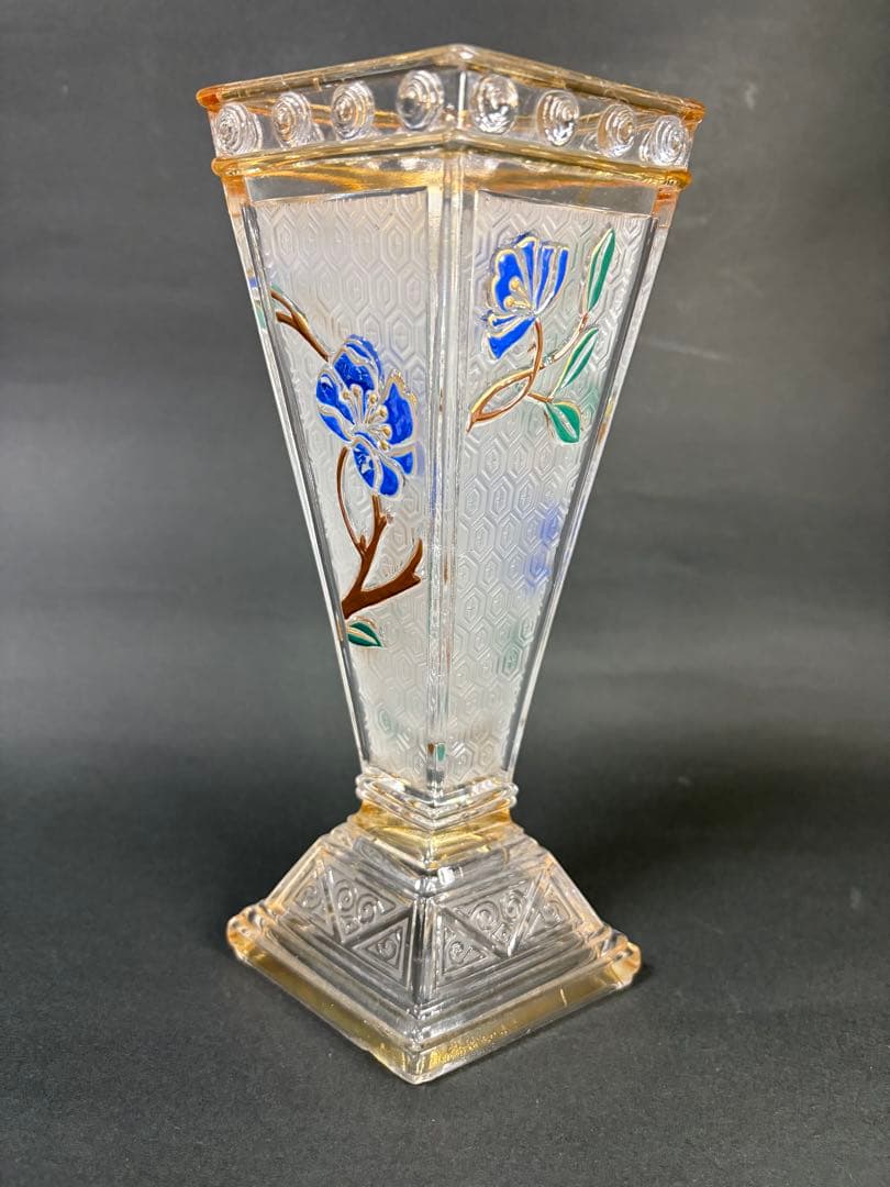 オールドバカラジャポニズム様式　エナメル彩木花瓶　刻印有り。