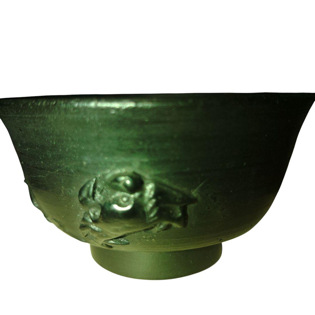 越後　新発田　米谷焼煎茶茶碗　蟹細工　明治レトロ　希少