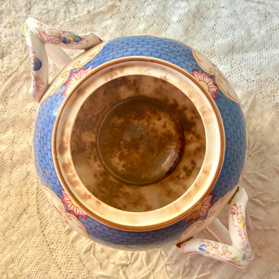 サルグミンヌミントンシュクリエ　ブルー青　シュガーポット　フランスアンティーク