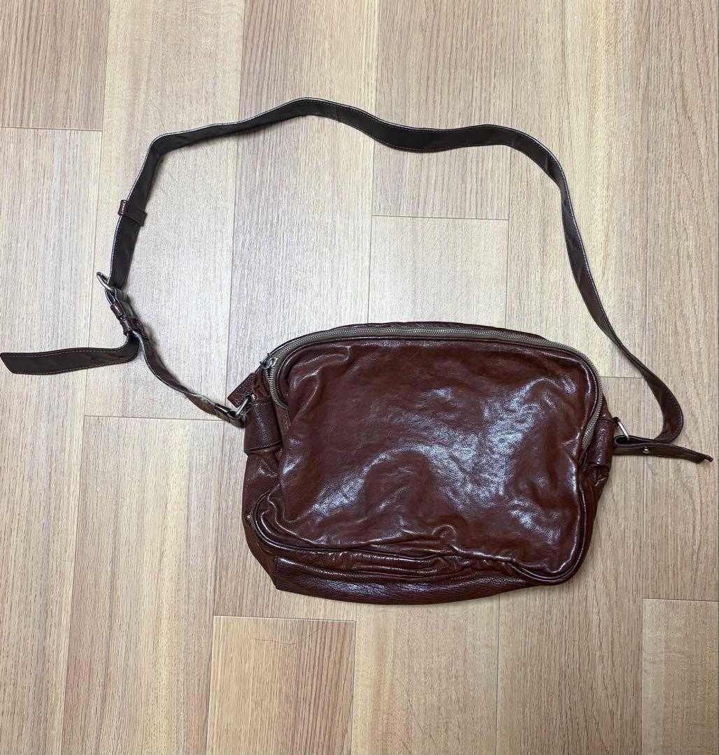 レア PRADA ウオッシュドレザー ショルダーバッグ 茶 ヴィンテージ メンズ