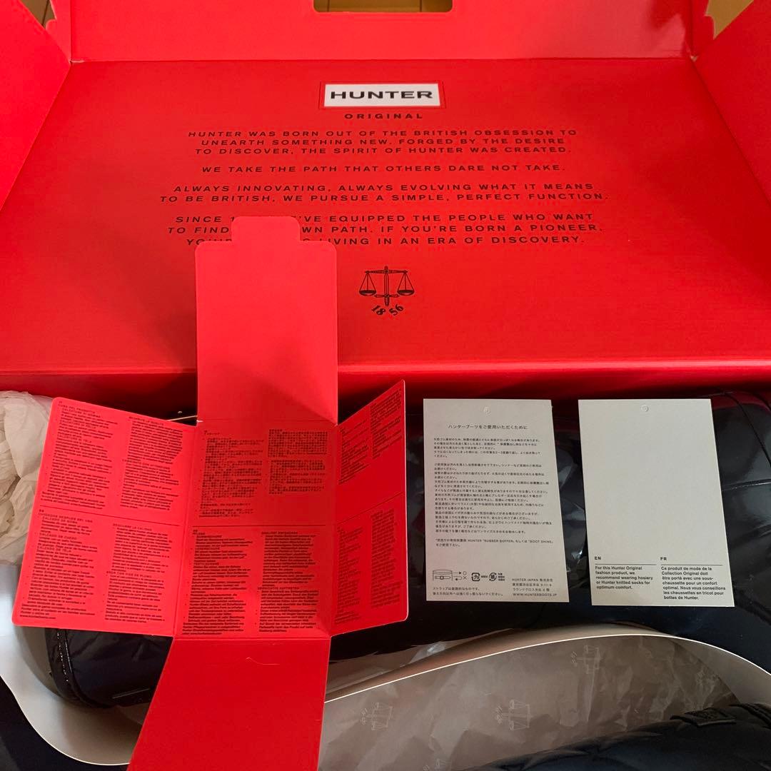 ハンター　レインブーツ　グロス　キルティング　トール　UK3 ネイビー