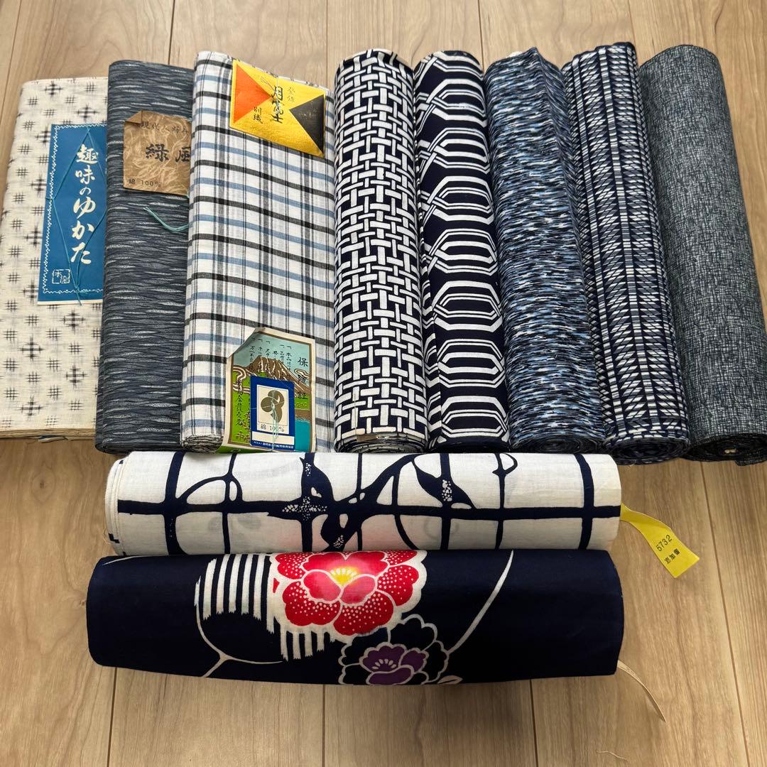 C格安 リメイク用　素材　 まとめ売り　着物　和服　10点　本染　浴衣　反物　紫