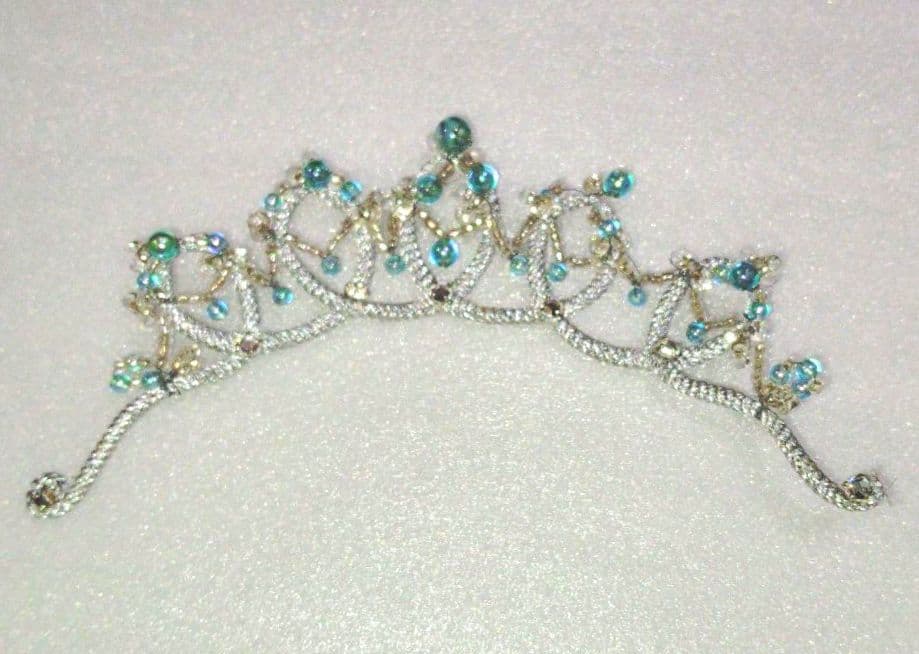 バレエ　2着まとめチュチュ　水色シルバーレース　袖、冠付　小学校3年生