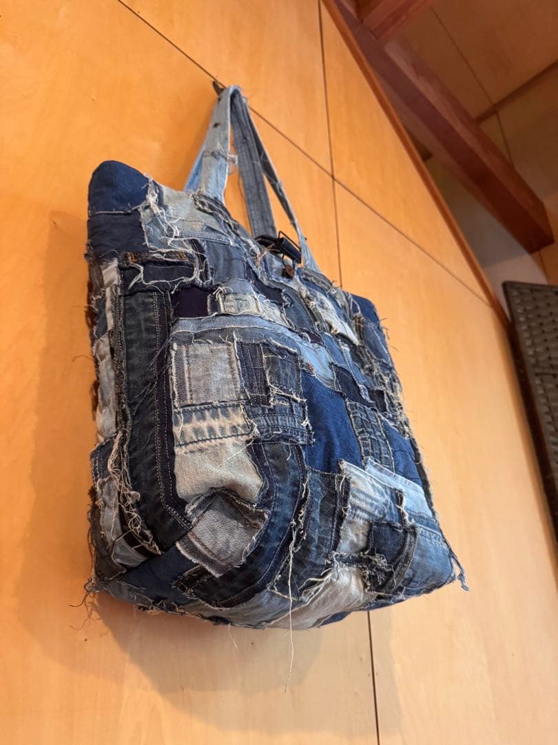 SAYOCAFE個性的デニムパッチワークバッグ