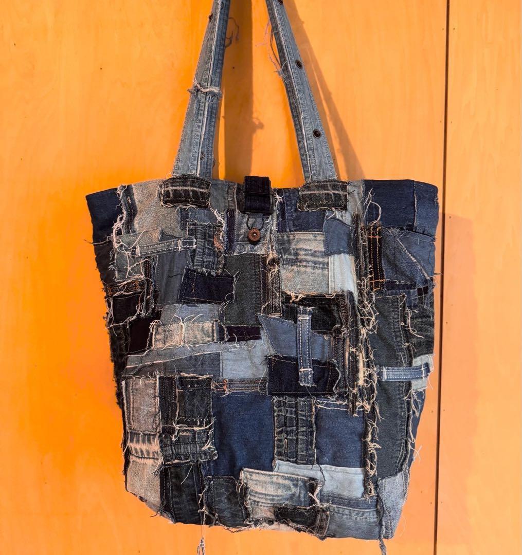 SAYOCAFE個性的デニムパッチワークバッグ