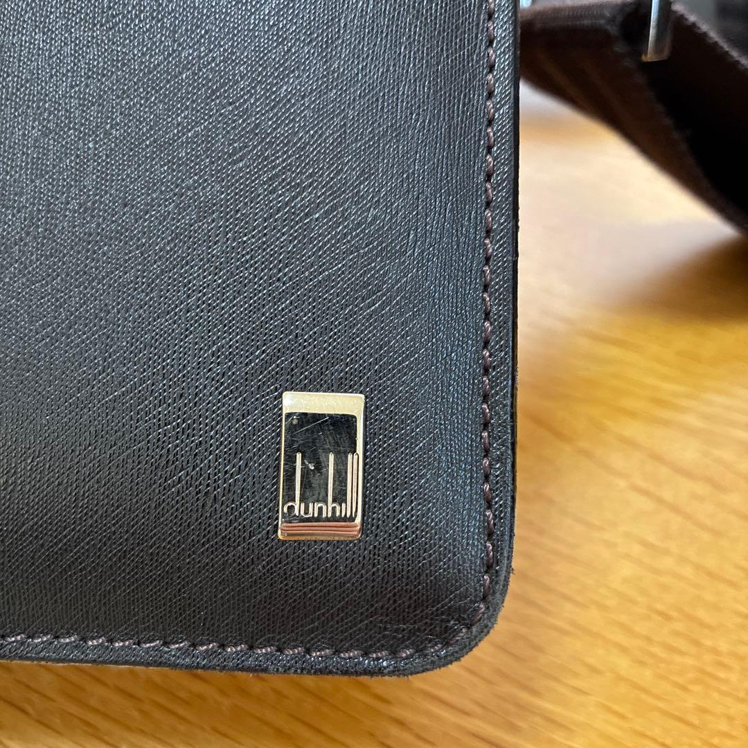 dunhill ブラック レザー ショルダーバッグ【サイドカー】