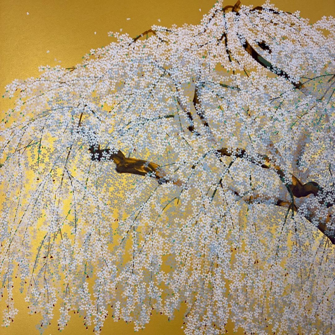 美品 中島千波「久遠寺の瀧桜」シルクスクリーン 大作 直筆サイン・落款有 名画