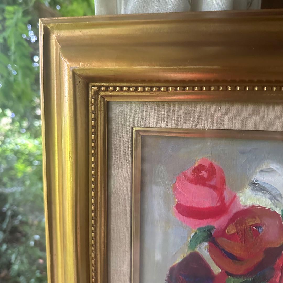 2114様感謝 ‼️村田省蔵「 薔薇 」肉筆油彩F6号署名共シール差函