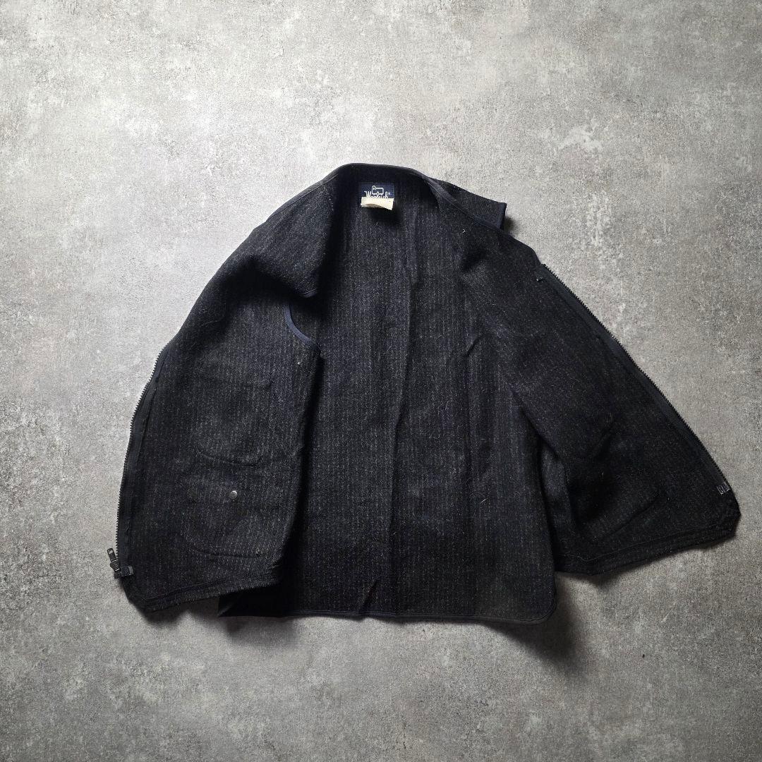 80sUSA製WOOLRICHウールリッチウールフルジップベストブラック黒短丈