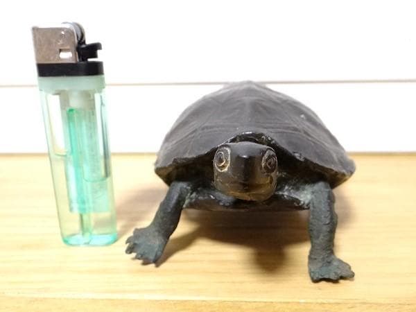 アンティーク 青銅 亀 カメ 骨董品 オブジェ 置物 金運 幸運 昭和 当時物