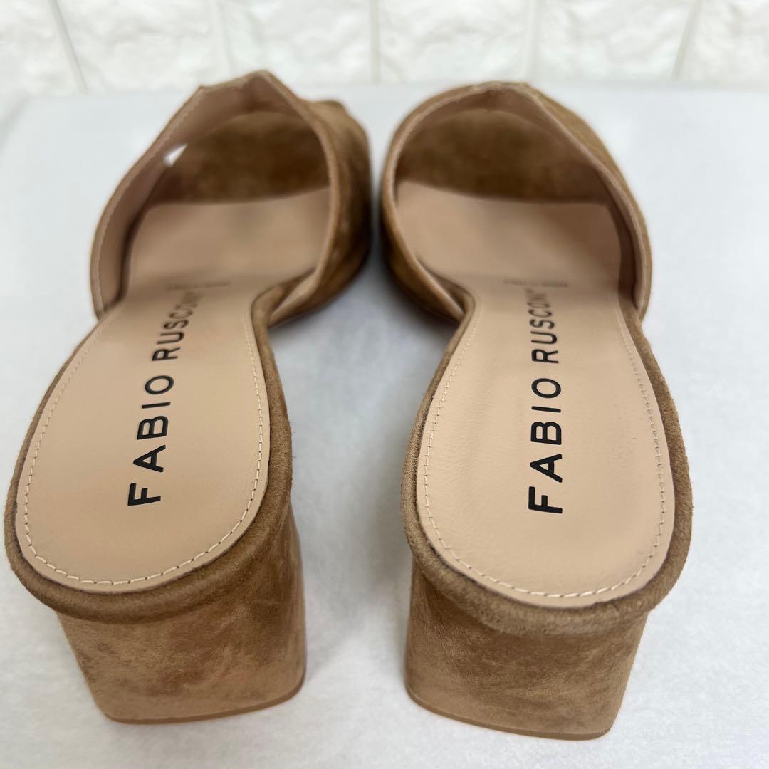 美品♡fabio rusconi スクエアトウミュールサンダル　キャメルスェード