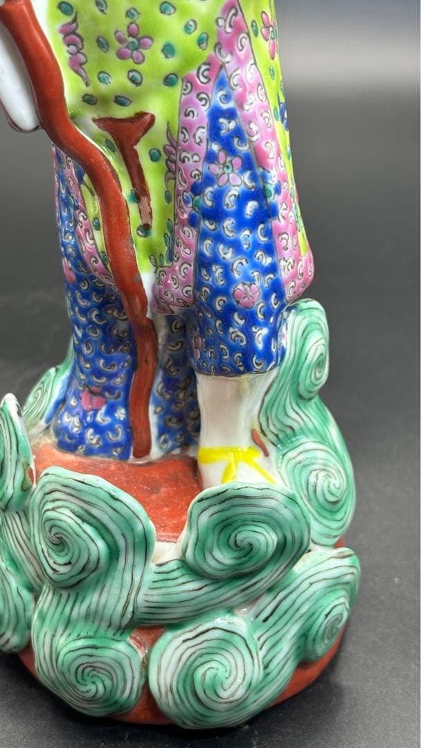 中国美術 古玩 色絵陶人形 陶器人形 高さ約26cm 置物 オブジェ 古董品