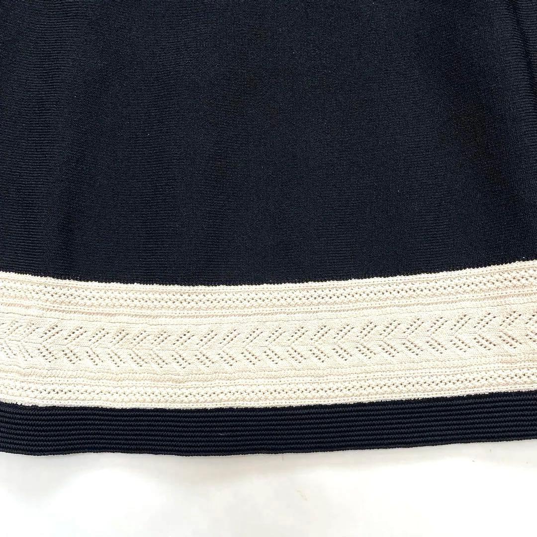 サンドロ　ニットワンピース　バイカラー　レース ブラック　アイボリー　Sサイズ