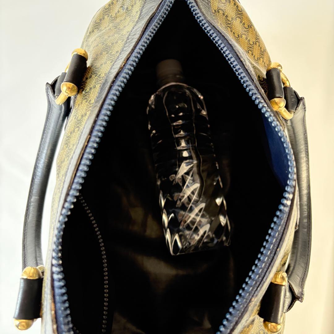 CELINE PVC レザー ボストンバッグ マカダム トリオンフ 黒