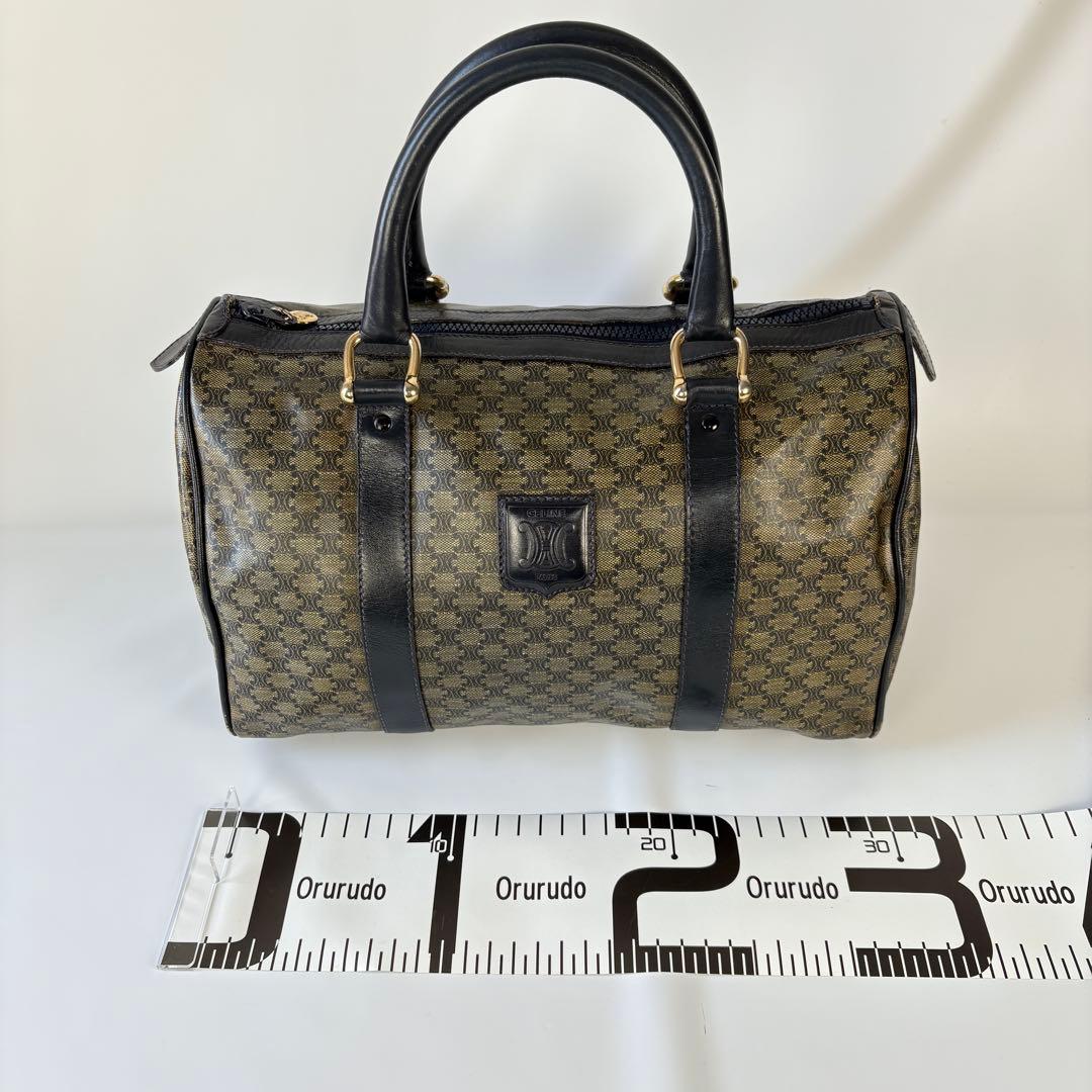 CELINE PVC レザー ボストンバッグ マカダム トリオンフ 黒