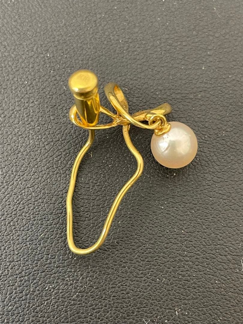 K18ゴールド パール フープピアス