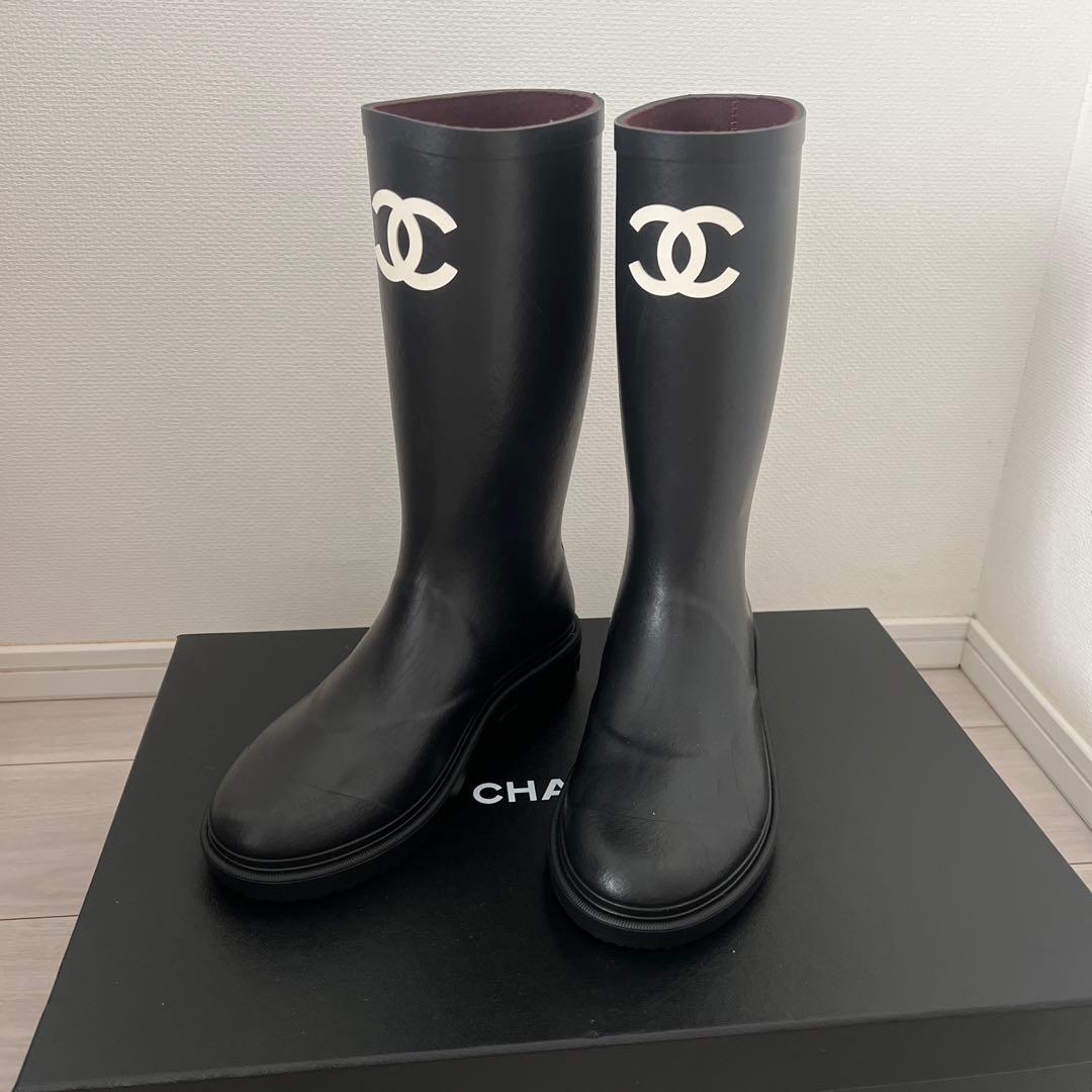 新品未使用 シャネル レインブーツ 37 CHANEL 長靴 ジェニ シューズ