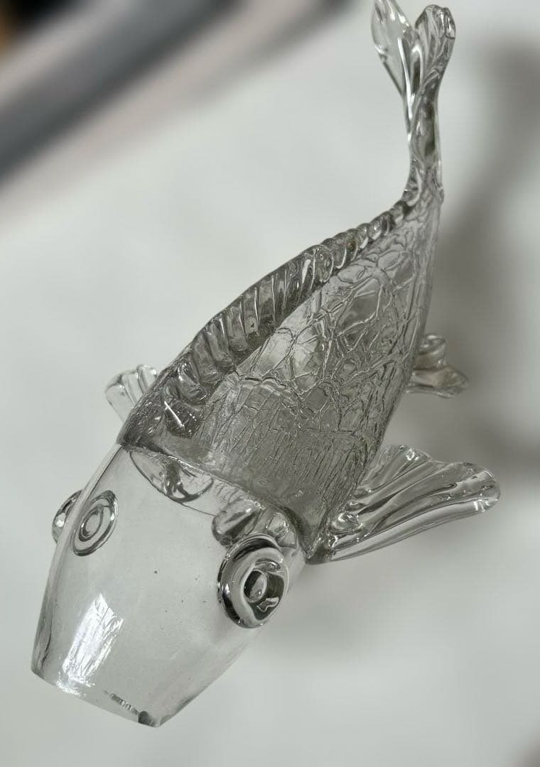 【ともたん⭐️大正ガラス・和ガラス】美品✴︎鯉の掛け花瓶　ウランガラス