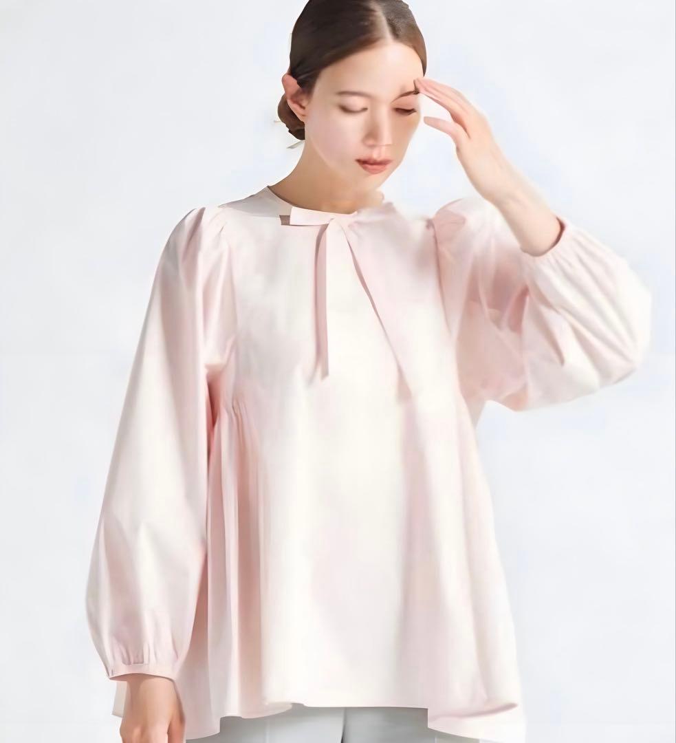 yori サイドギャザーブラウス リボンタイ ボウタイ パフスリーブ セレモニー