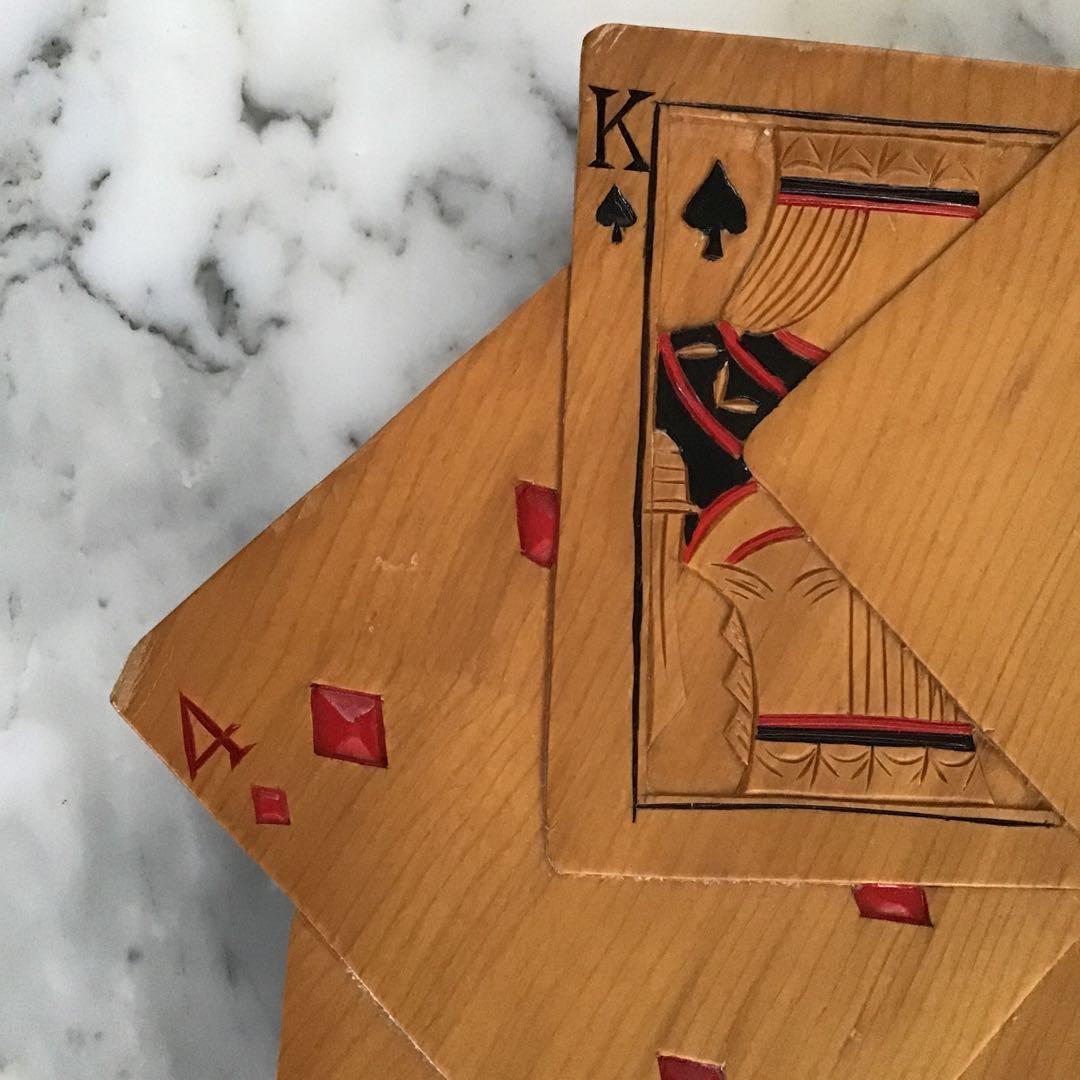 50s アメリカ ビンテージ 木製プレート トランプ柄 ハンドメイド