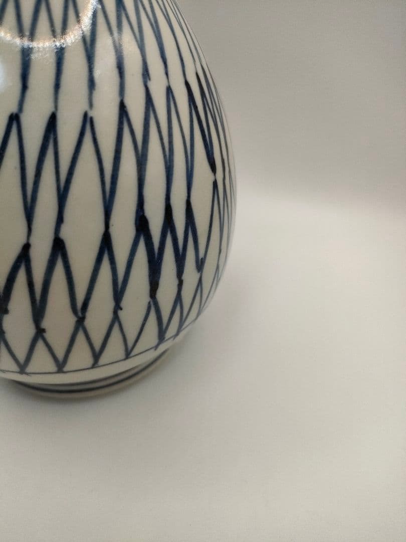 骨董　伊万里　染付　網文　徳利　一輪挿し