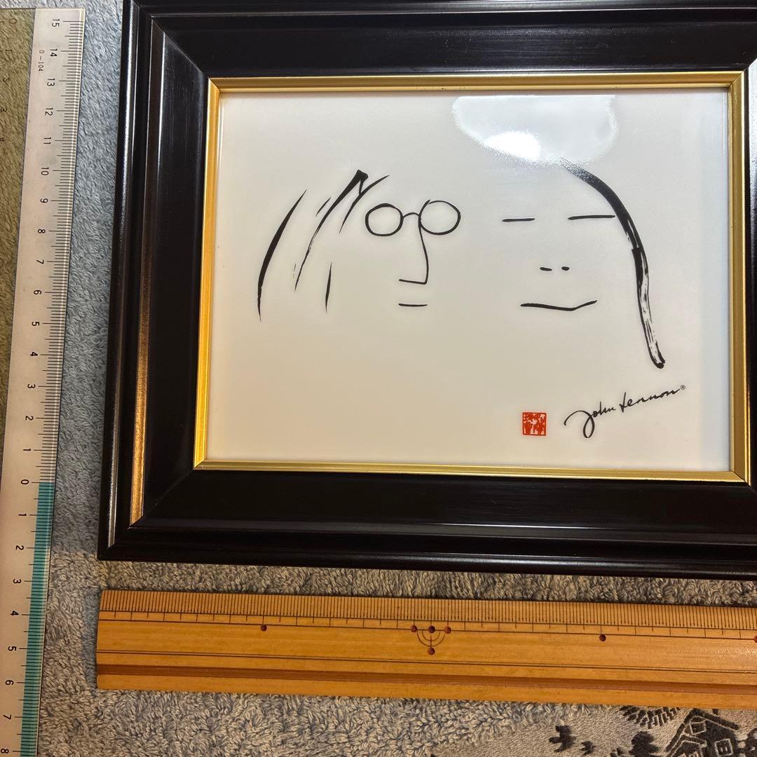 ジョン・レノン 陶器画 フレーム付き 約30cm x 40cm