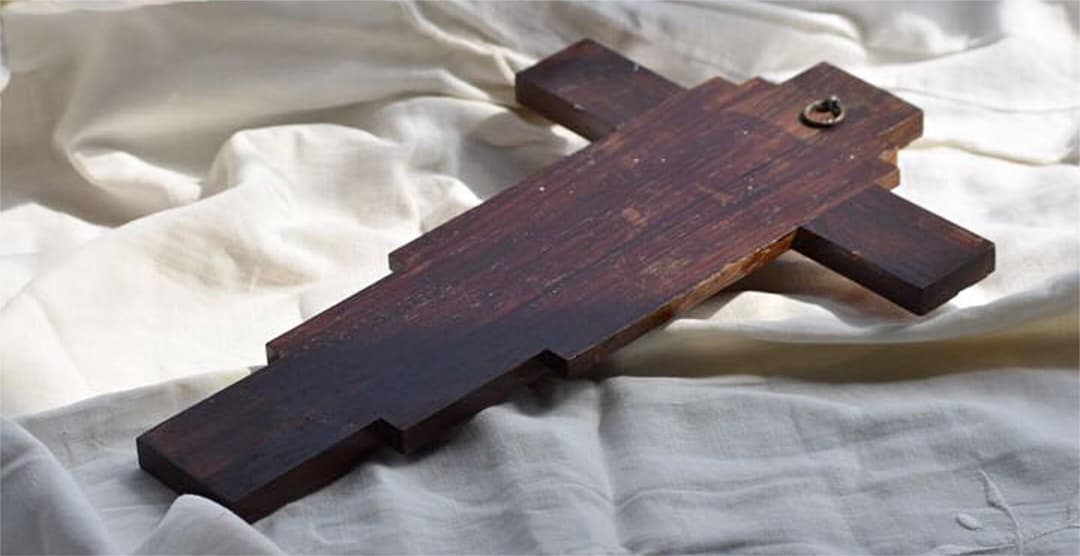 フランスアンティーク 金色レグールキリストと木の十字架 T14