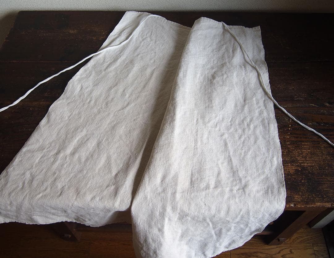 シンプルなリネンロングエプロン マルシェエプロン78cm 1940年/K341