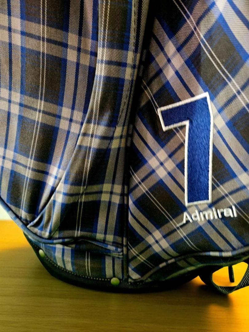 送料無料/美品　Admiral チェック柄スタンド式キャディバッグNAVY