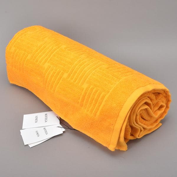 未使用◇ボッテガヴェネタ ビーチタオル袋付 イントレチャート コットン オレンジ