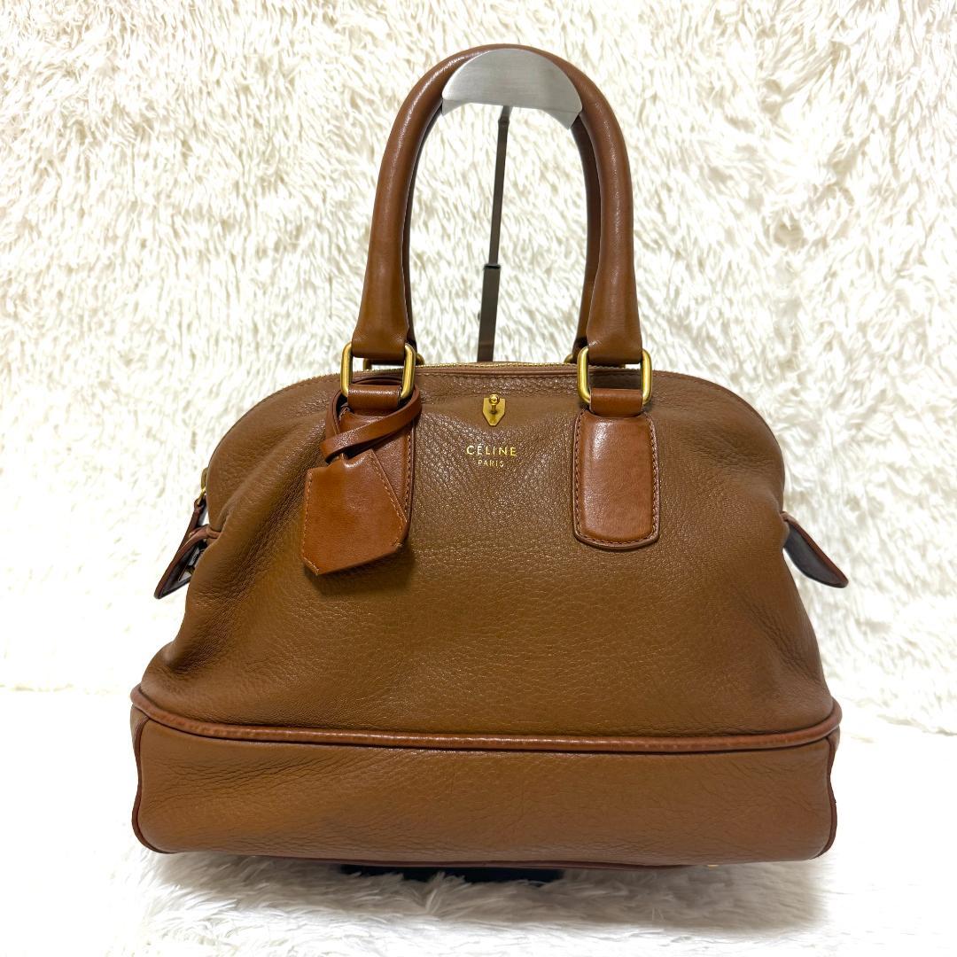 【美品】CELINE セリーヌ ハンドバッグ ボストンバッグ レザー ブラウン