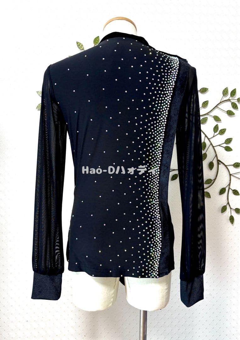 ★社交ダンス★新品★メンズシャツ★ラテン★アシメトリー★黒M