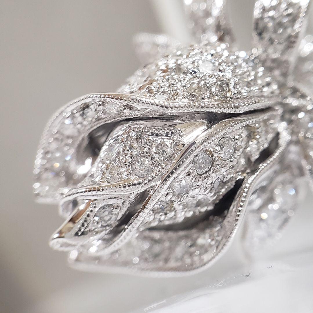 最安値 K18WG 天然ダイヤペントップ兼ブローチ 0.86ct