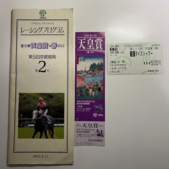 第111回 天皇賞(春) ライスシャワー 馬券　入場券　レーシングプログラム