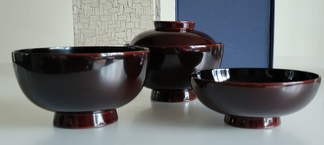 輪島塗　ひょうたん蒔絵　煮物椀　5客セット　溜塗