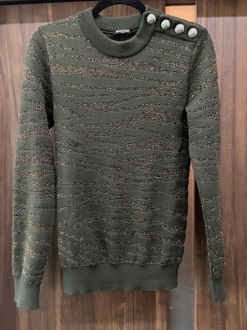 BALMAIN カーキ ニットセーター
