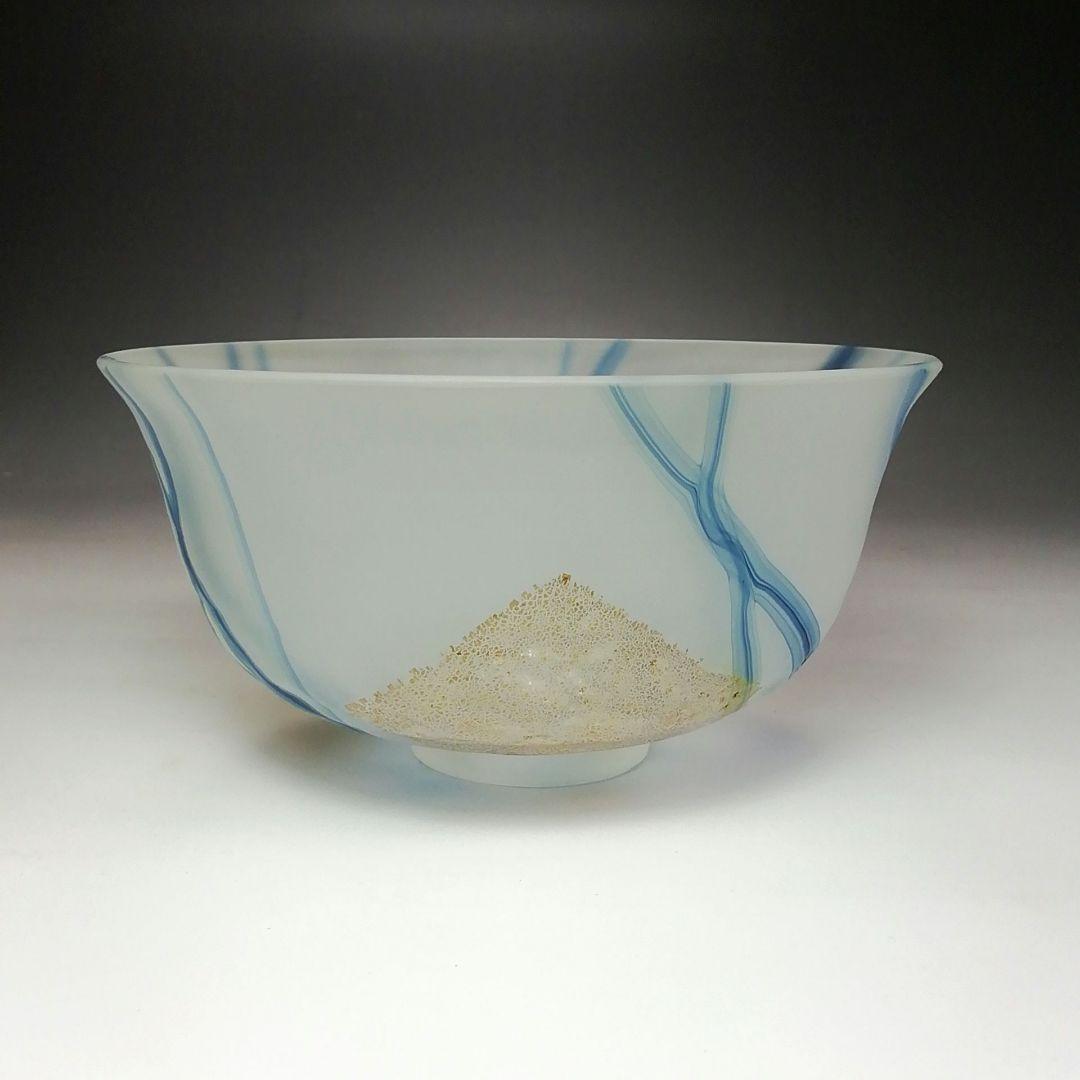Ｓ５７４　茶碗　『義山　銀箔清流』『水崎長寿作』　共箱　抹茶碗　茶道具