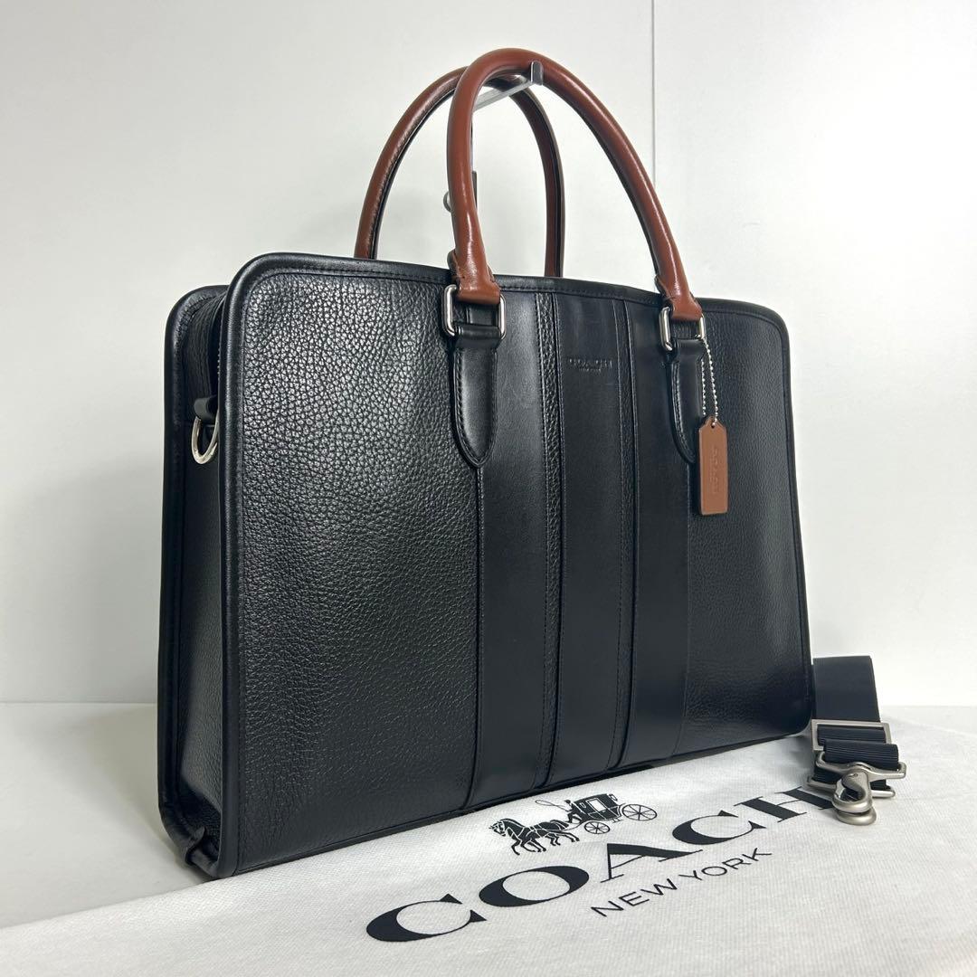 【良品】✅定価9.6万　メンテ済み　コーチ　ビジネスバッグ　COACH ブラック