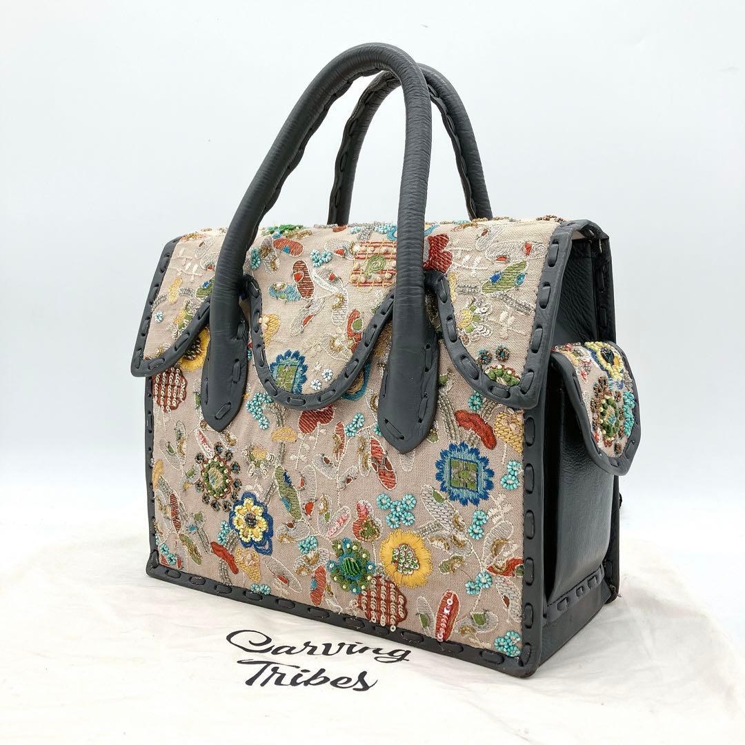 【GRACE CONTINENTAL】ハンドバッグ　カービングトライブス　刺繍.