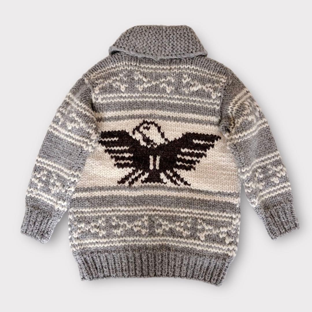 KANATA カナタ カウチン ニットジャケット イーグル ダブルジップ ウール