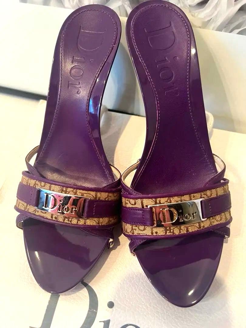 超美品Christian Diorトロッターロゴプレートミュール38 24cm