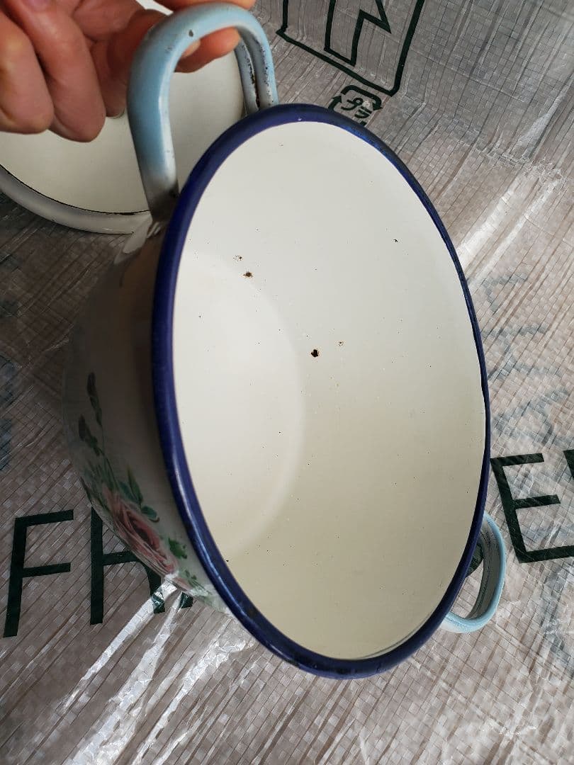 フランス　アンティーク　ホーロー　キャセロール