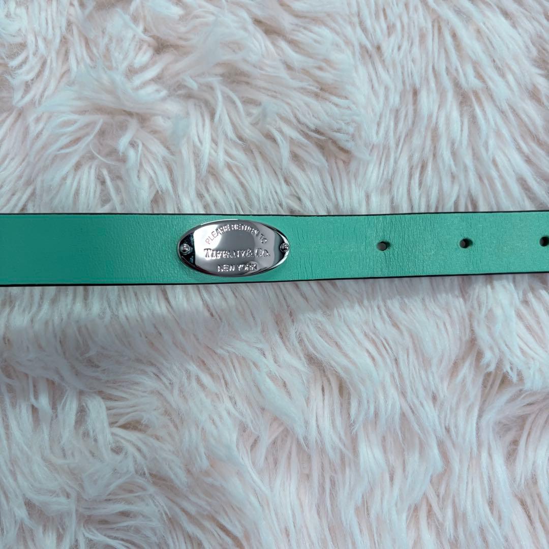 未使用級✨Tiffany レザー首輪 M プレート 金具 4段調整