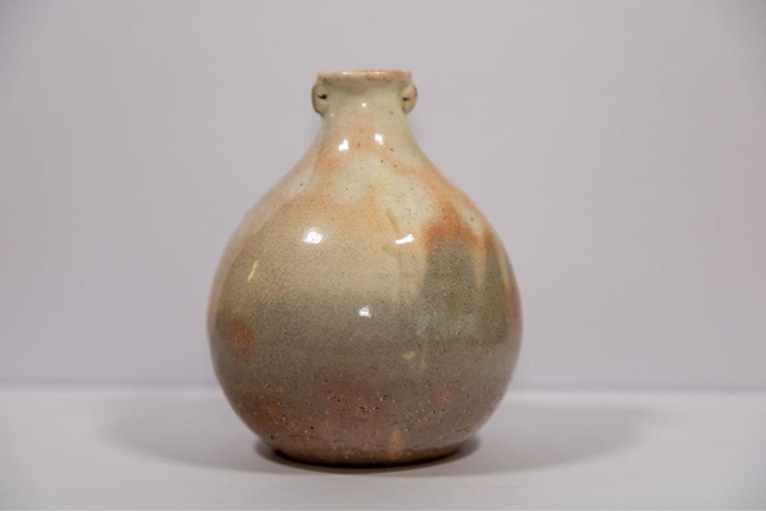 萩焼 松野緑栄 花文壺 共箱付 傑作 美術陶芸 日本陶磁器