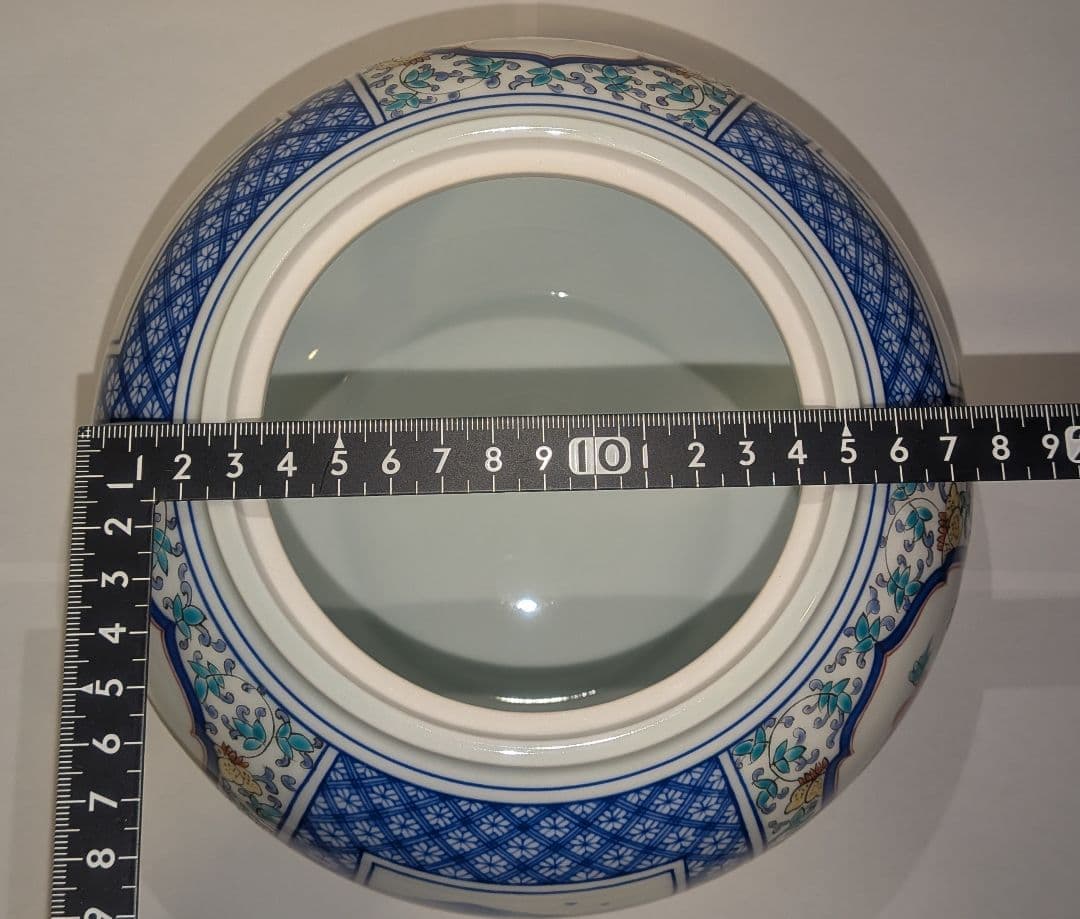 『館林貞夫』古琳庵窯　間取山水　水指　茶道具　共箱共布栞略歴　色絵　柿右衛門様式