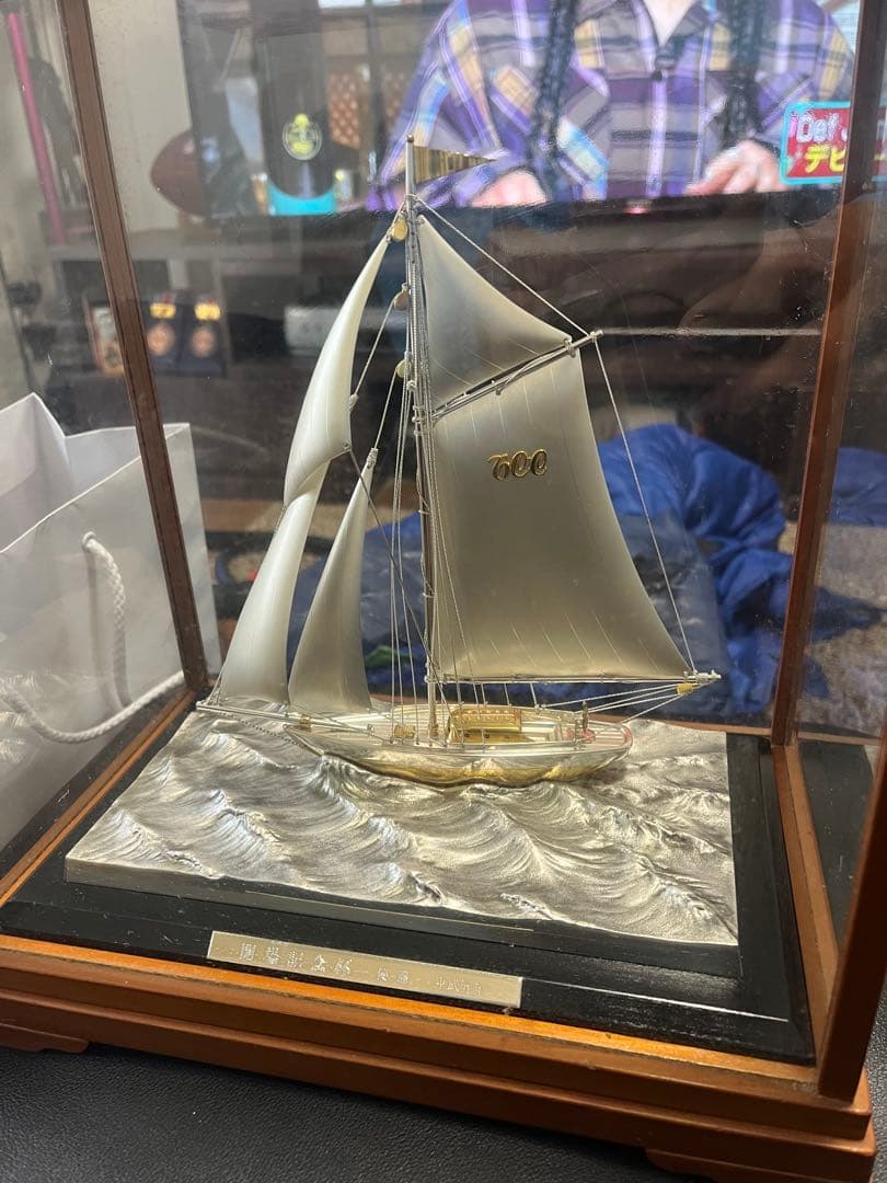 帆船　ガラスケース付き